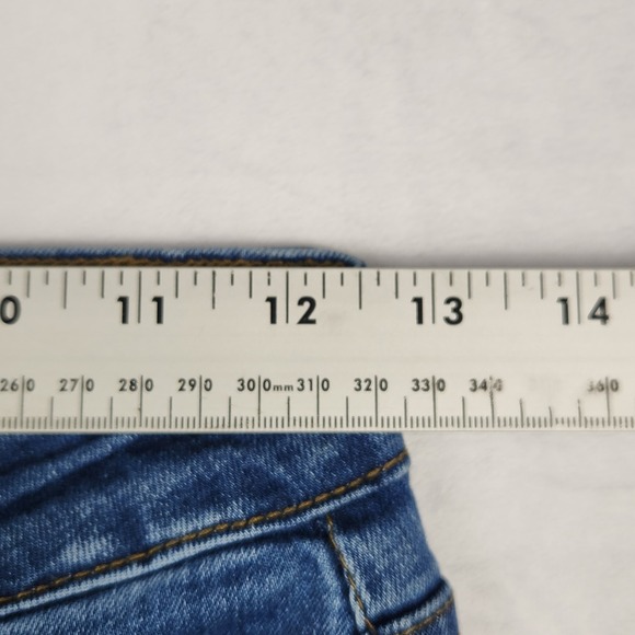 KanCan Jeans Womens Size 5/26 Mid Rise Flare Raw Hem Blue Denim Pants - Picture 8 of 10